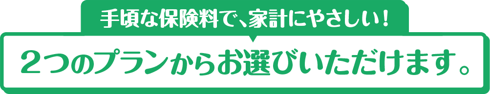 手頃な保険料で、家計にやさしい！ 2つのプランからお選びいただけます。